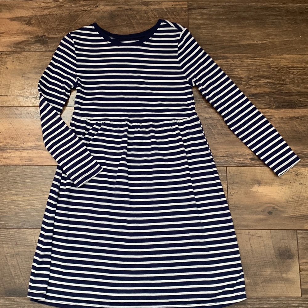 Old Navy Girls 5T Navy and White Stripe Cotton Dress